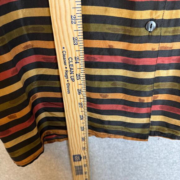 Vintage Stunt 100% Silk Blouse Women’s Large Striped 70s 80s Retro Flowy Hippie - Picture 5 of 12